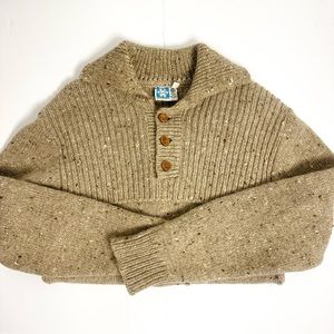 Vintage Norsewear New Zealand Wool Oatmeal Knit Pullover Button Collared Sweater